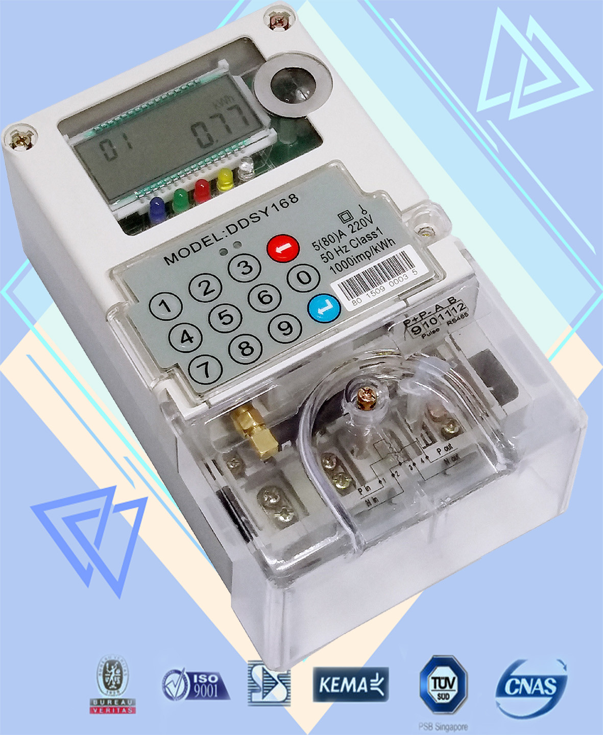 Acessório GPRS do policarbonato do medidor da hora do watt da fase monofásica de comunicação em dois sentidos